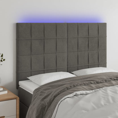 Hoofdbord Led Fluweel 144 x 5 x 118/128 cm Donkergrijs