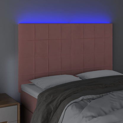 Hoofdbord Led Fluweel Zwart 144 x 5 x 118/128 cm Roze