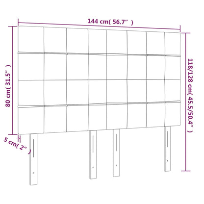 Hoofdbord Led Fluweel Zwart 144 x 5 x 118/128 cm Roze