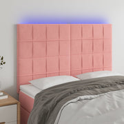 Hoofdbord 144x5x118/128 cm fluweel zwart LED