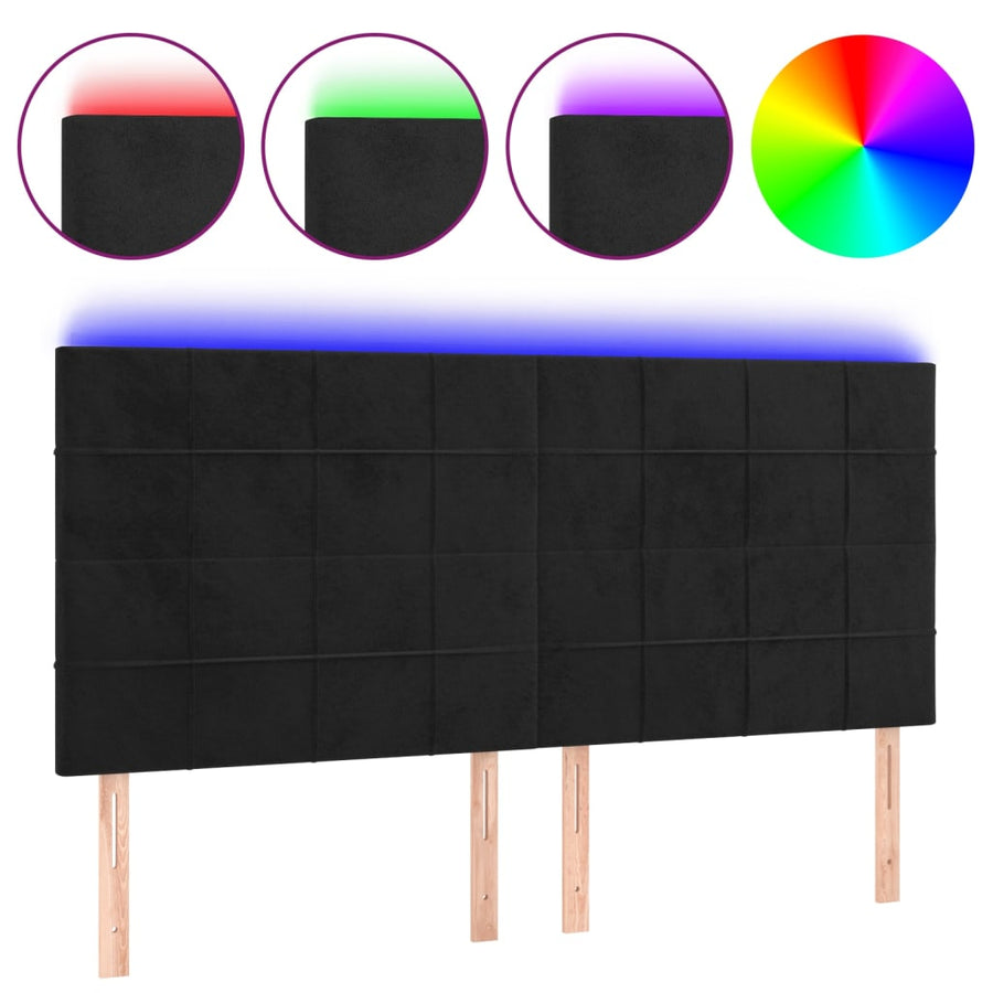 Hoofdbord Led Fluweel 160 x 5 x 118/128 cm Zwart