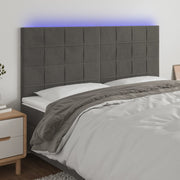 Hoofdbord 180x5x118/128 cm fluweel donkergrijs LED