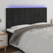 Hoofdbord 180x5x118/128 cm fluweel zwart met LED