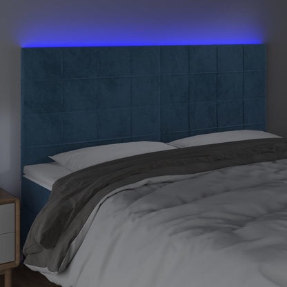 Hoofdbord Led Fluweel 180 x 5 x 118/128 cm Donkerblauw