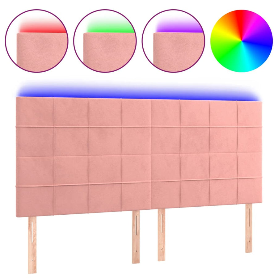 Hoofdbord Led Fluweel 1 180 x 5 x 118/128 cm Roze