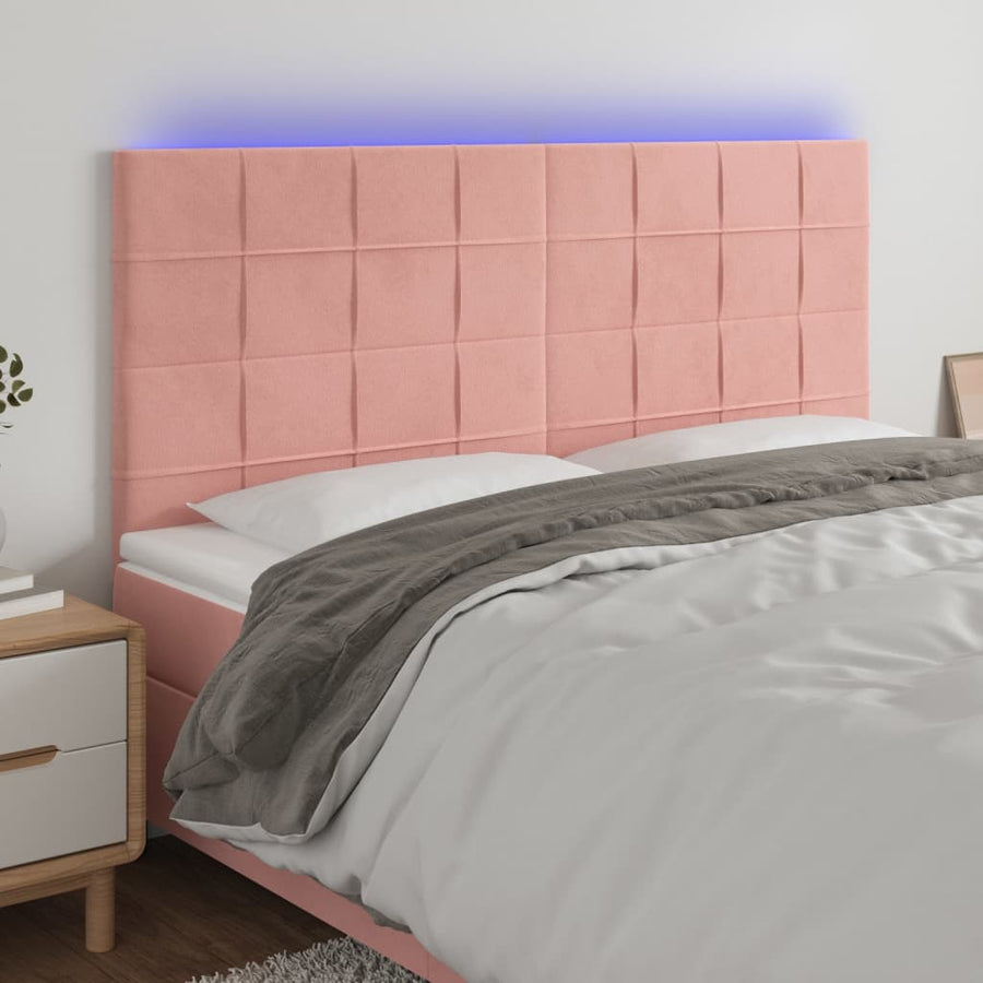 Hoofdbord Led Fluweel 1 180 x 5 x 118/128 cm Roze