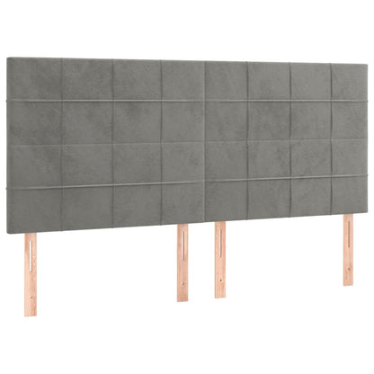 Hoofdbord Led Fluweel 200 x 5 x 118/128 cm Lichtgrijs
