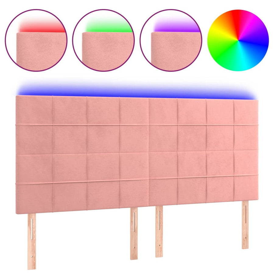 Hoofdbord Led Fluweel 200 x 5 x 118/128 cm Roze