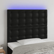 Hoofdbord 80x5x118/128 cm kunstleer zwart met LED