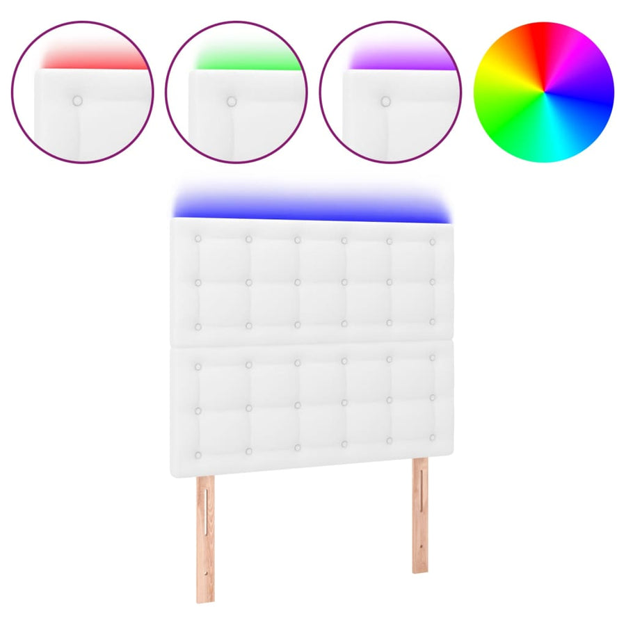 Hoofdbord Led Kunstleer 80 x 5 x 118/128 cm Wit