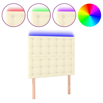 Hoofdbord Led Kunstleer Kleurig 80 x 5 x 118/128 cm Crème