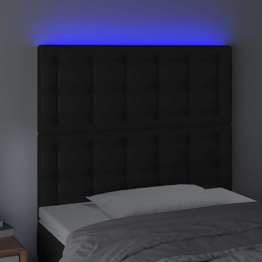 Hoofdbord Led Kunstleer 90 x 5 x 118/128 cm Zwart