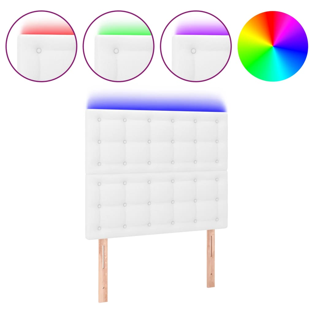 Hoofdbord Led Kunstleer 90 x 5 x 118/128 cm Wit