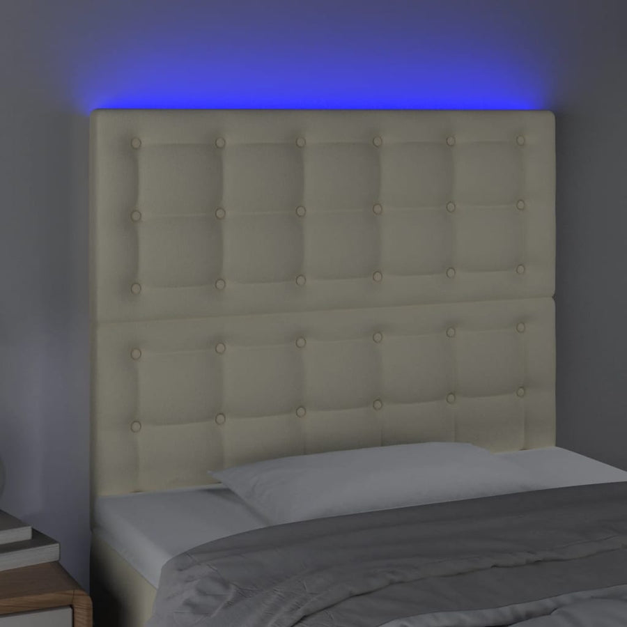 Hoofdbord Led Kunstleer Kleurig 90 x 5 x 118/128 cm Crème