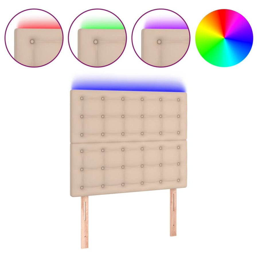 Hoofdbord Led Kunstleer Kleurig 90 x 5 x 118/128 cm Cappuccino