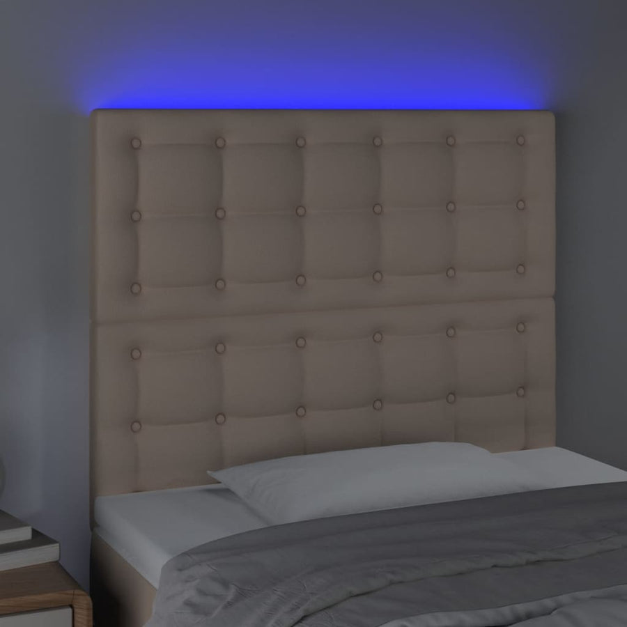 Hoofdbord Led Kunstleer Kleurig 90 x 5 x 118/128 cm Cappuccino