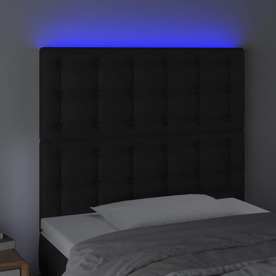 Hoofdbord Led Kunstleer 100 x 5 x 118/128 cm Zwart