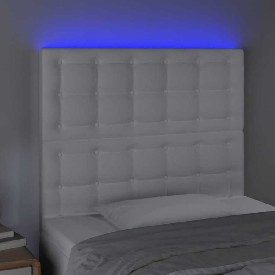 Hoofdbord Led Kunstleer 100 x 5 x 118/128 cm Wit