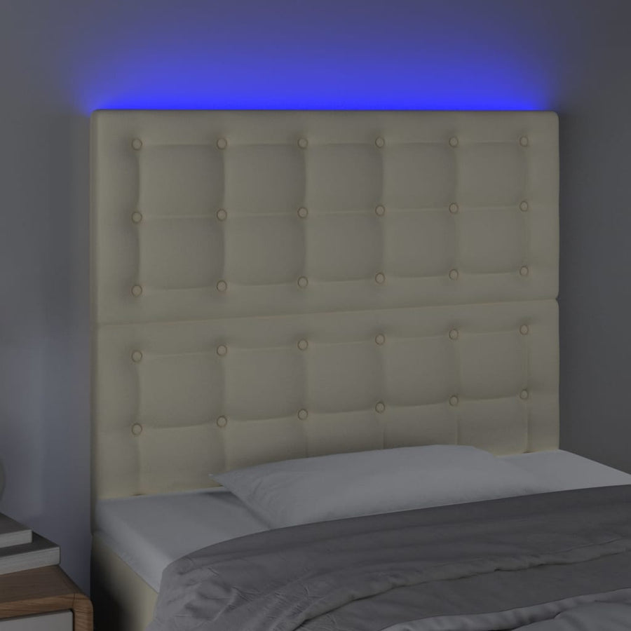 Hoofdbord Led Kunstleer Kleurig 100 x 5 x 118/128 cm Crème