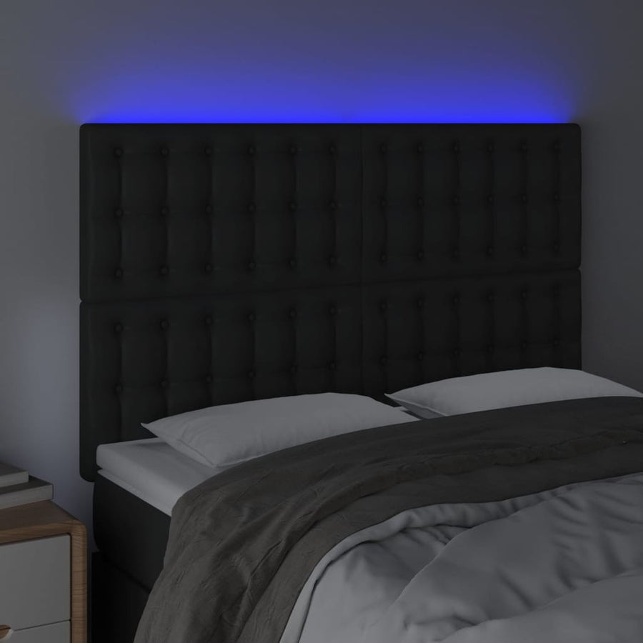 Hoofdbord Led Kunstleer 144 x 5 x 118/128 cm Zwart