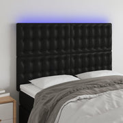 Hoofdbord 144x5x118/128 cm kunstleer zwart met LED