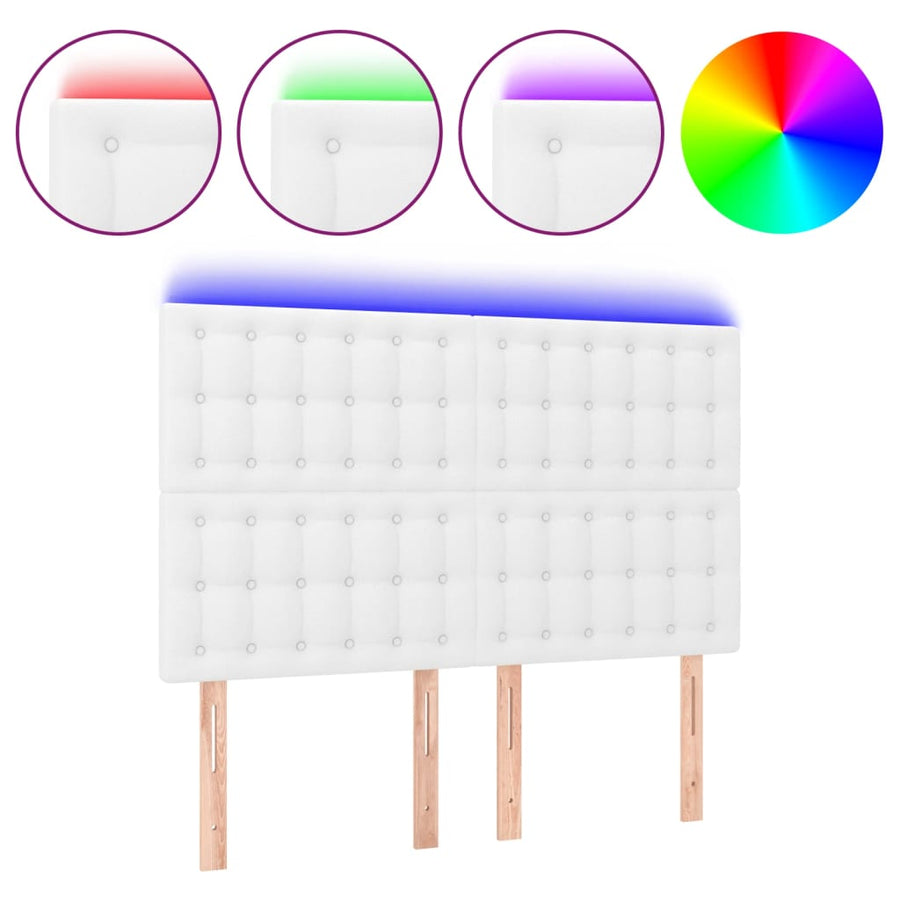 Hoofdbord Led Kunstleer 144 x 5 x 118/128 cm Wit