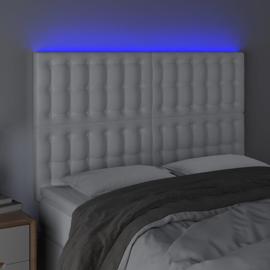 Hoofdbord Led Kunstleer 144 x 5 x 118/128 cm Wit