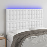 Hoofdbord 144x5x118/128 cm kunstleer wit LED