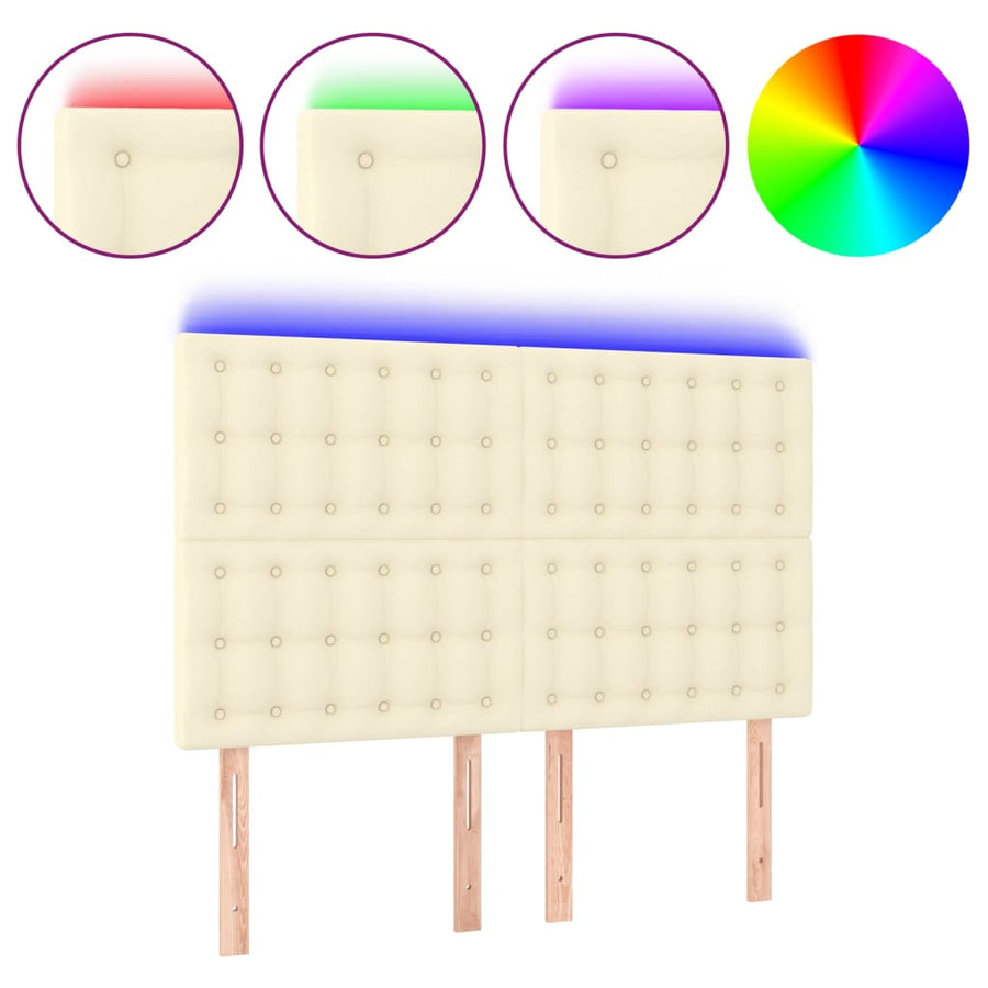 Hoofdbord Led Kunstleer Kleurig 144 x 5 x 118/128 cm Crème