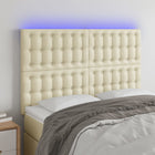 Headboard LED 144x5x118/128 cm faux leather cream