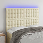 Hoofdbord 144x5x118/128 cm kunstleer crèmekleurig met LED