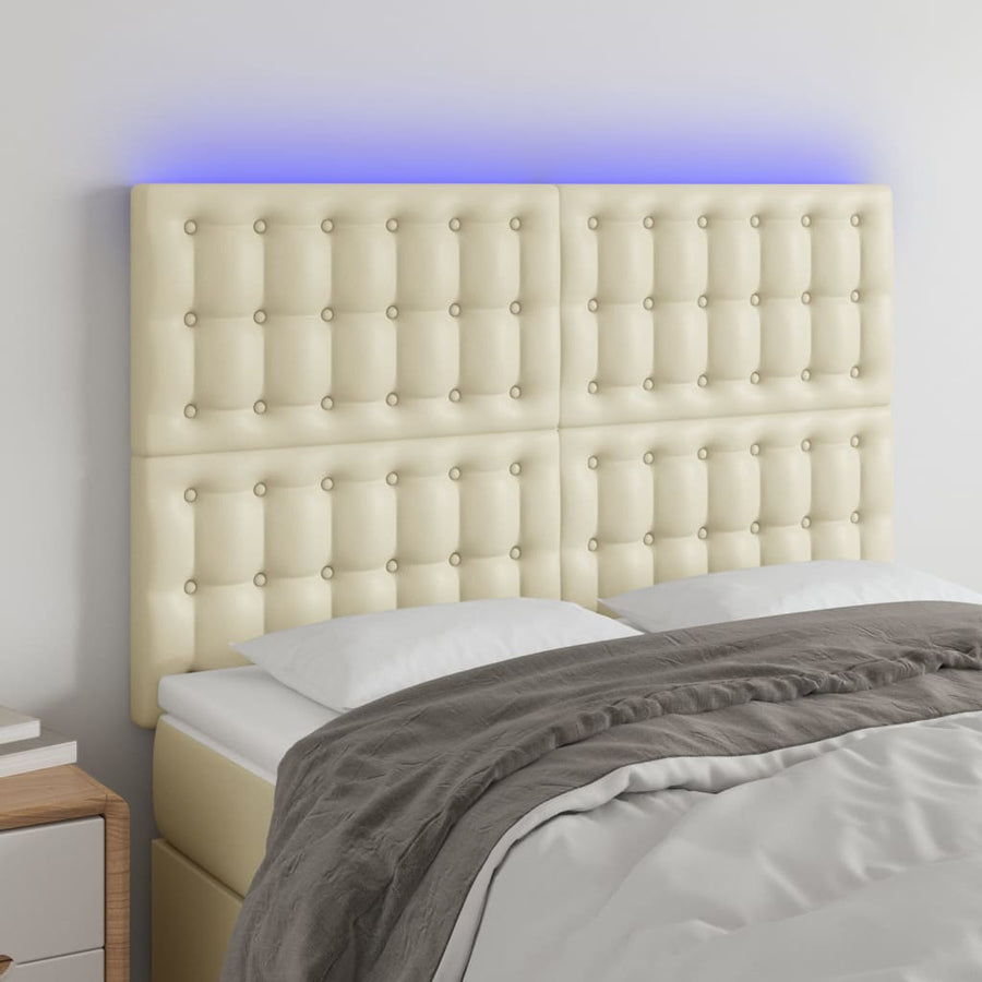 Hoofdbord Led Kunstleer Kleurig 144 x 5 x 118/128 cm Crème