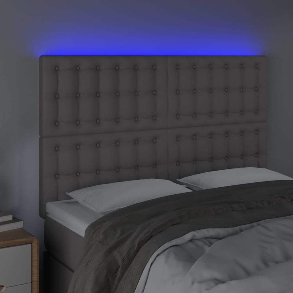 Hoofdbord Led Kunstleer 144 x 5 x 118/128 cm Grijs