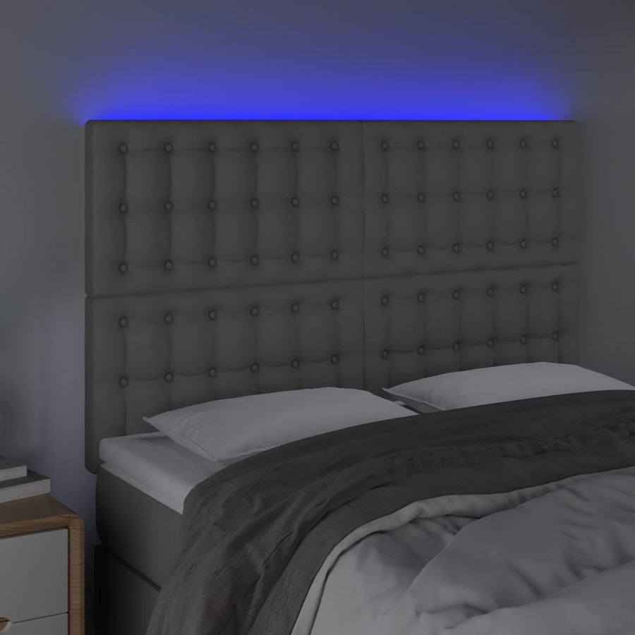 Hoofdbord Led Kunstleer 144 x 5 x 118/128 cm Grijs