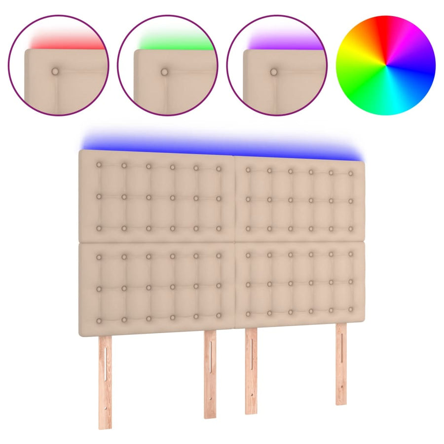 Hoofdbord Led Kunstleer Kleurig 144 x 5 x 118/128 cm Cappuccino
