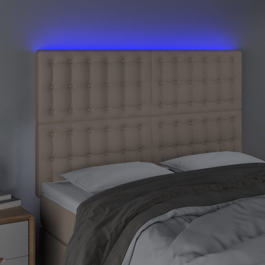 Hoofdbord Led Kunstleer Kleurig 144 x 5 x 118/128 cm Cappuccino