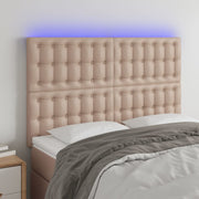 Hoofdbord 144x5x118/128 cm kunstleer cappuccino met LED
