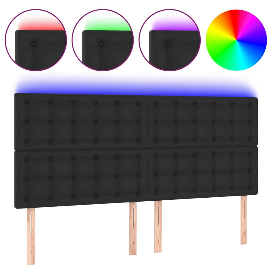 Hoofdbord Led Kunstleer 160 x 5 x 118/128 cm Zwart
