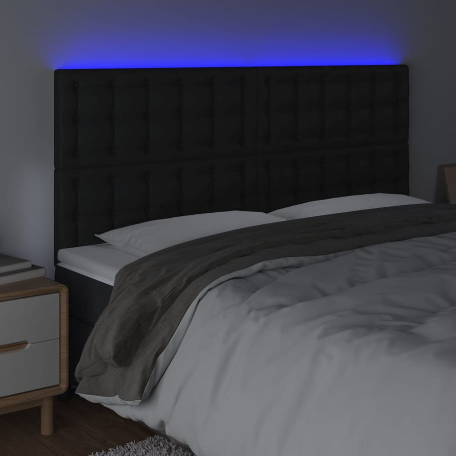 Hoofdbord Led Kunstleer 160 x 5 x 118/128 cm Zwart