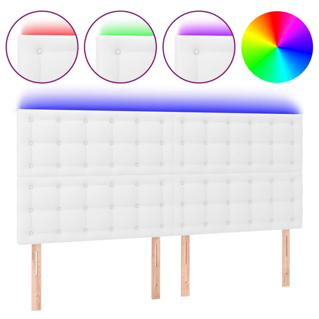 Hoofdbord Led Kunstleer 160 x 5 x 118/128 cm Wit