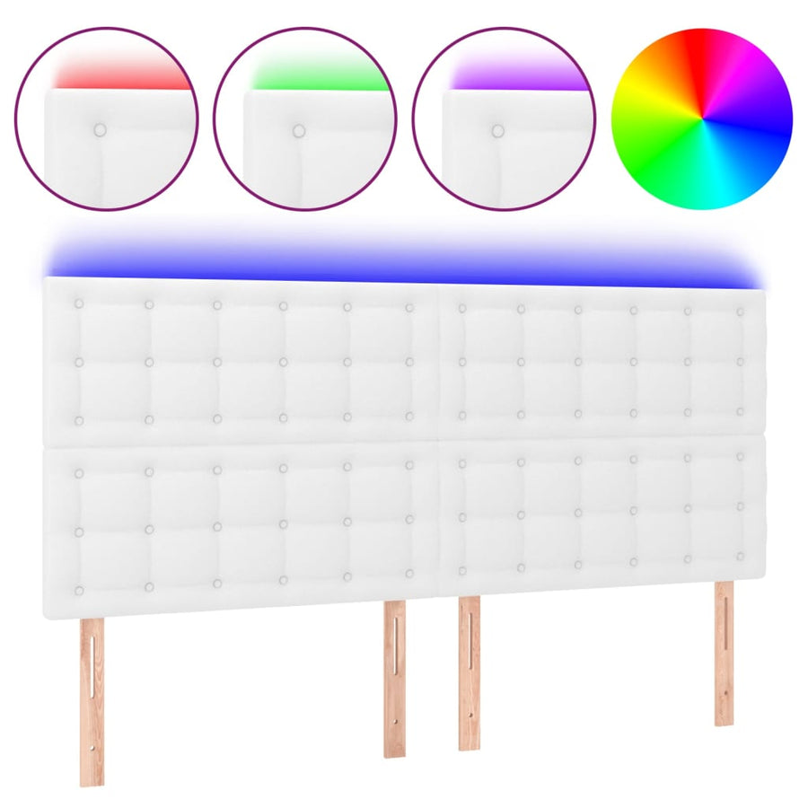Hoofdbord Led Kunstleer 160 x 5 x 118/128 cm Wit