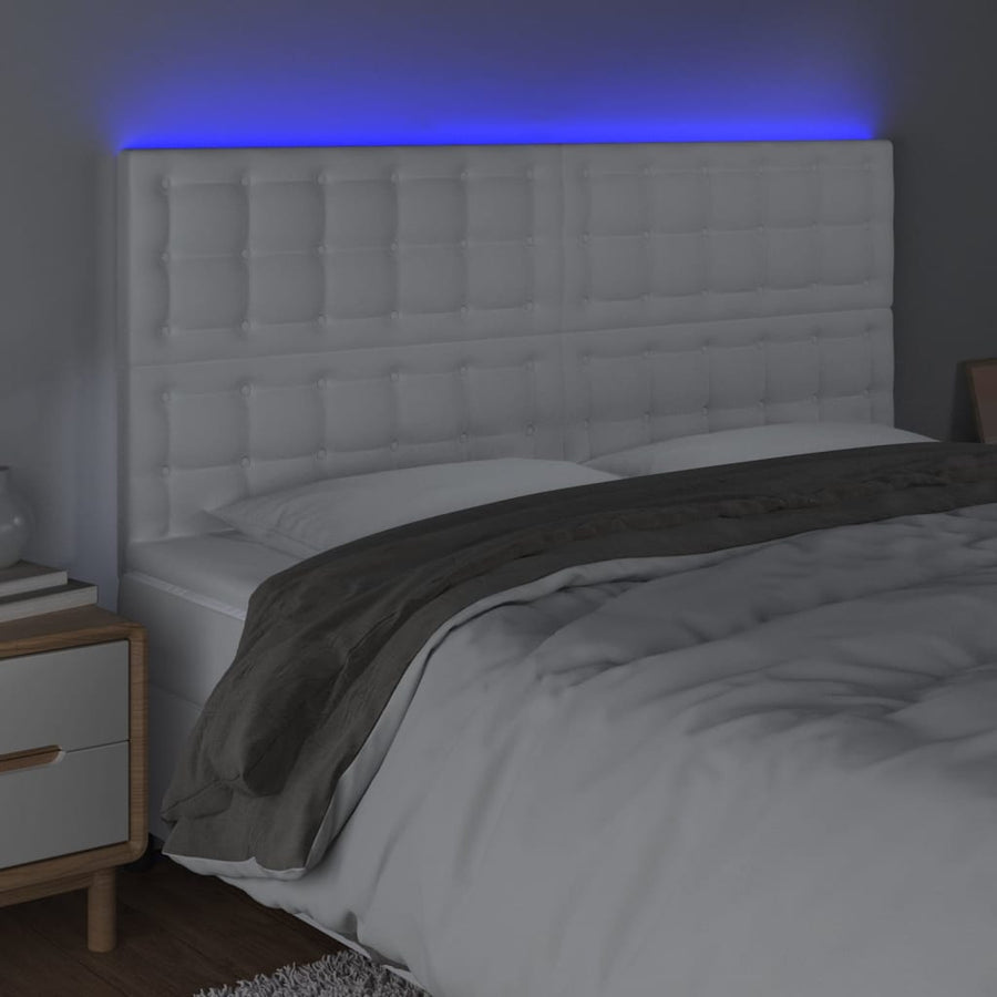 Hoofdbord Led Kunstleer 160 x 5 x 118/128 cm Wit