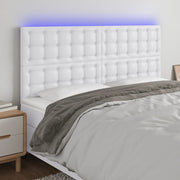 Hoofdbord 160x5x118/128 cm kunstleer wit LED