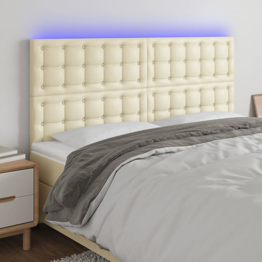 Hoofdbord Led Kunstleer Kleurig 160 x 5 x 118/128 cm Crème