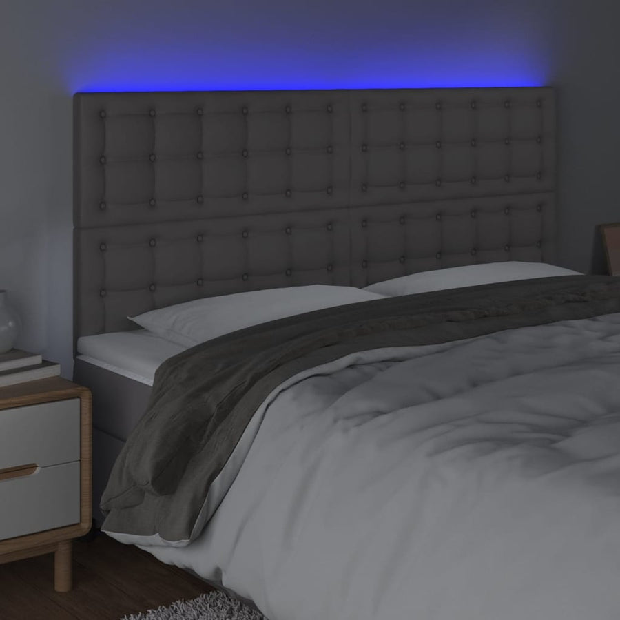 Hoofdbord Led Kunstleer 160 x 5 x 118/128 cm Grijs