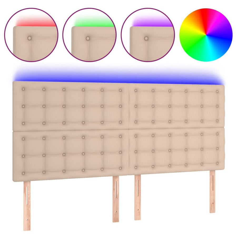Hoofdbord Led Kunstleer Kleurig 1 160 x 5 x 118/128 cm Cappuccino