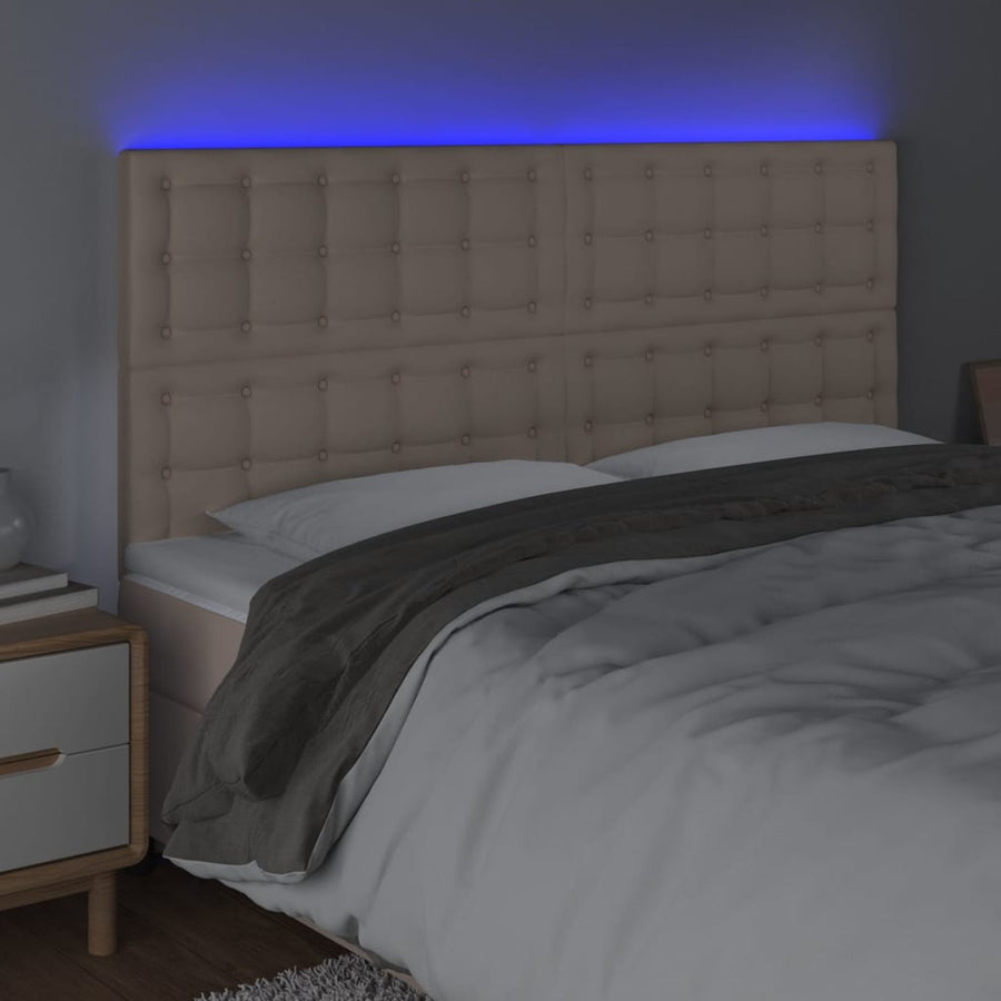 Hoofdbord Led Kunstleer Kleurig 1 160 x 5 x 118/128 cm Cappuccino