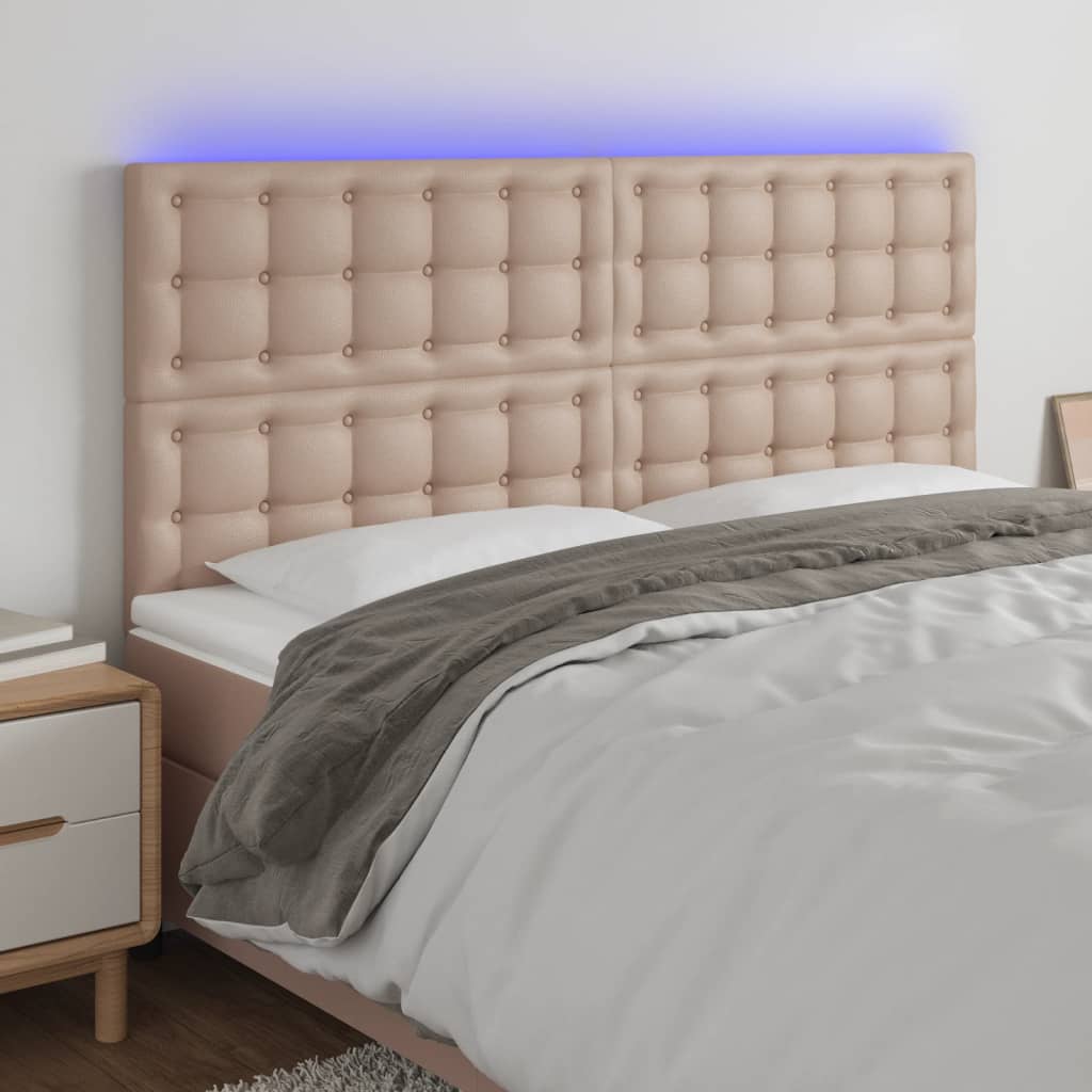 Hoofdbord Led Kunstleer Kleurig 1 160 x 5 x 118/128 cm Cappuccino