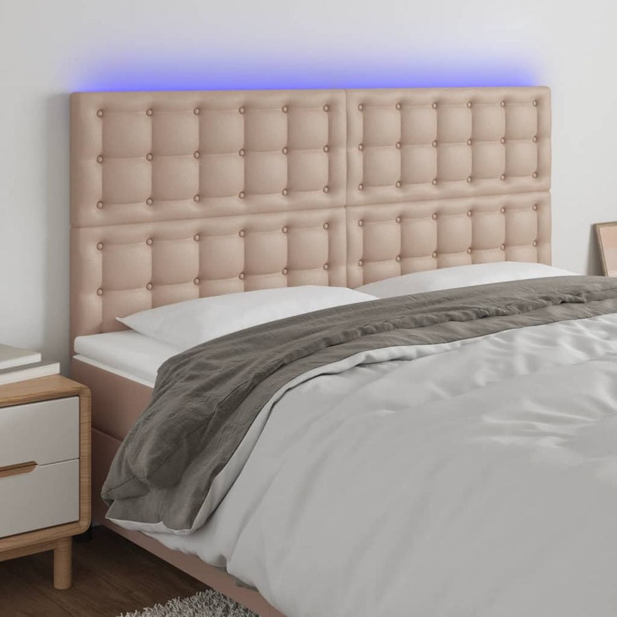 Hoofdbord Led Kunstleer Kleurig 1 160 x 5 x 118/128 cm Cappuccino