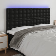 Hoofdbord 180x5x118/128 cm kunstleer zwart LED